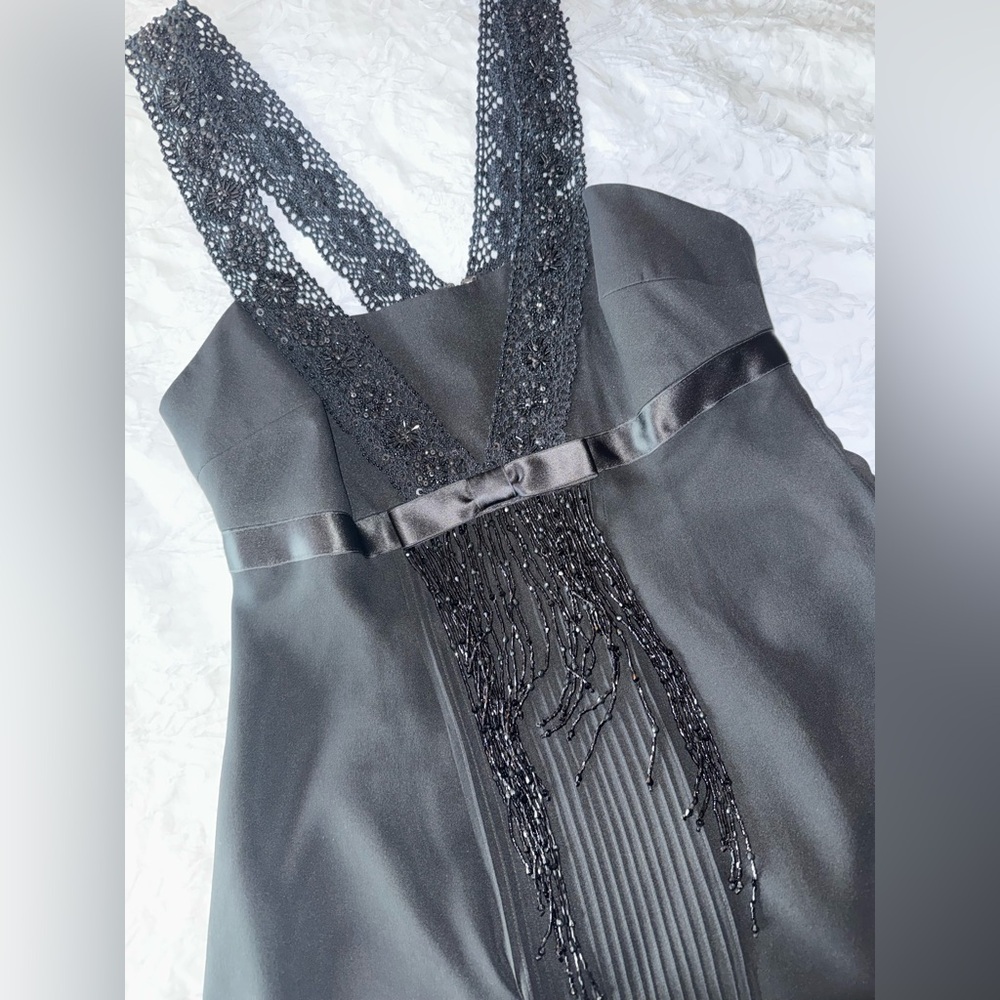 Kay Unger Black Beaded Petite Dress